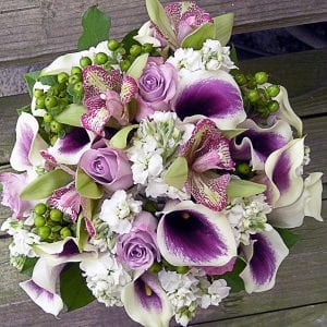 BridalBouquet_cymbidiumOrchidLavenderRose_FarrellsFlorist