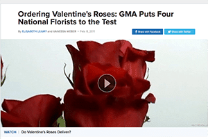 screenshot of red roses old video post of good morning ameria testing florists for Valentines day.