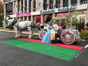 Karin’s Florist in Vienna, Virginia, decked out a Cinderella carriage to celebrate its 60th anniversary during the Annual Vienna Halloween Parade. The shop received glowing media coverage, thanks to smart planning and the happy coincidence that the parade and a local performing arts center also were celebrating anniversaries on the same day. http://www.karinsflorist.com/blog/