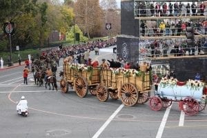 J.Keith White, AIFD, led the FTD team that decked 11 VIP vehicles with 10,000 fresh flowers. He said a particular challenge this year involved 20-mule team wagon replicas from The Death Valley Conservancy, which ferried the president of the Tournament of Roses through the parade.