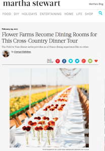 Martha Stewart, American grown field to vase dinner tour table setting