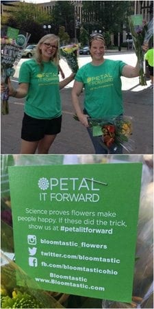 Bloomtastic in Columbus, Ohio, used SAF’s Petal It Forward T-Shirt and Flower Card templates last year. The 3”x3” Petal It Forward card template (which can be used to create cards or stickers) has instructions for recipients on how they can share their experience of flowers making them happy on social media — and promoting your shop at the same time. SAF members can download the templates fromsafnow.tempurl.host/petalitforward.