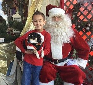 In exchange for an email address, Stacey Cofka, owner of A Blossom Shop Florist in Bayville, New Jersey, offered guests a cute photo of their kid (four-legged ones included) with Santa.