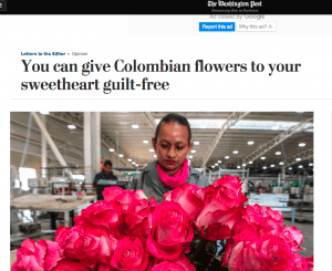 "Colombian labor legislation is strict and enforced," wrote Asocolflores President Augutso Solano, in a letter to the editor published on Feb. 27 in The Washington Post.