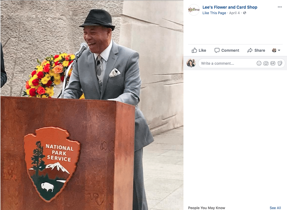 Rick Lee of Lee’s Flower & Card Shop in Washington, D.C., spoke last week alongside Mayor Muriel Bowser and Congresswoman Eleanor Holmes Norton at the Martin Luther King Jr. Memorial.