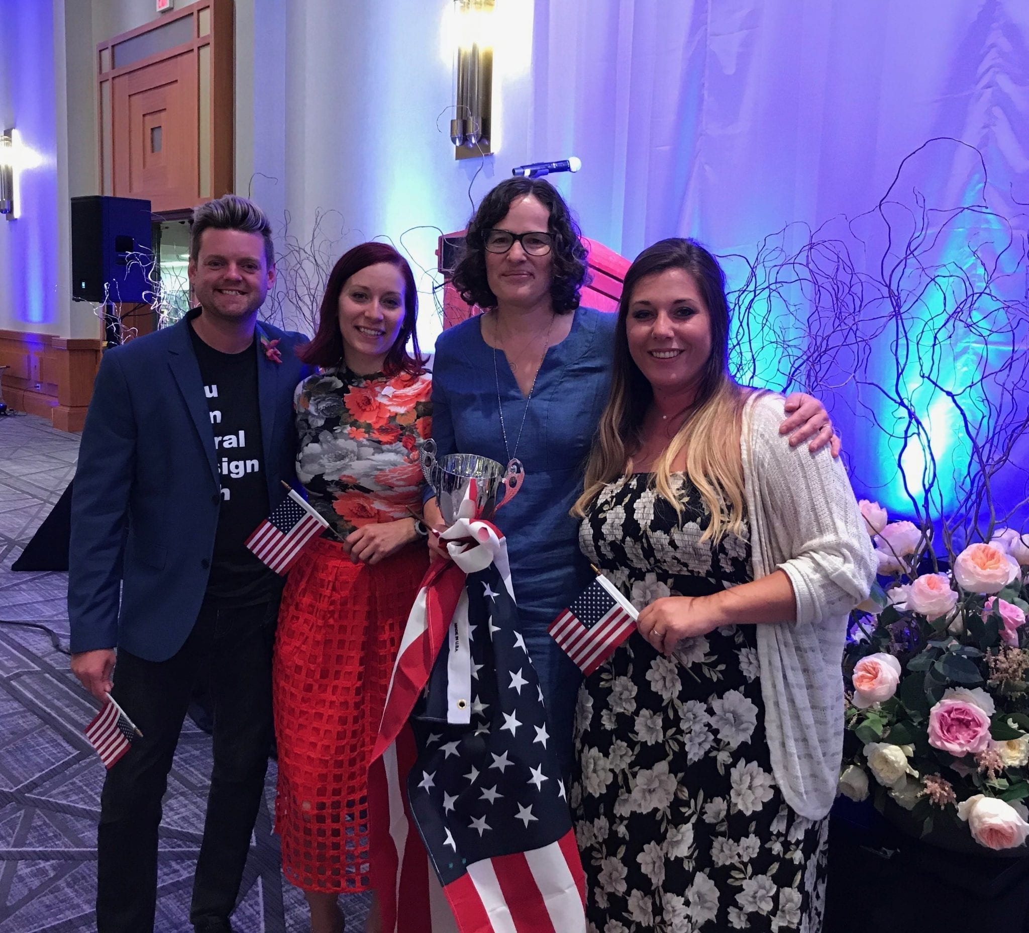 The finalists from FTD America’s Cup: Derek Woodruff, AIFD, PFCI, CF; Laura Daluga, AIFD; winner Katharina Stuart, AIFD, CCF; and Samantha Bates, AIFD.