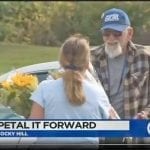 Reporter Matthew Campbell tagged along in Rocky Hill, Connecticut, with retailer The Root System’s “surprise squad,” catching recipients’ responses to Petal It Forward on camera.