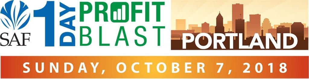 Sponsored by the Frank Adams Wholesale Florist, the SAF 1-Day Profit Blast in Portland is $139 for members and $189 for non-members early-bird by Sept. 27, and $99 for each additional registrant from the same company. Register now atsafnow.tempurl.host/1-day-profit-blast.