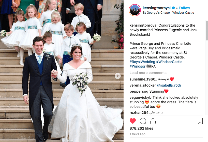 For her Oct. 12 wedding to Jack Brooksbank, Princess Eugenie hired London-based florist Rob van Helde.