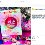 instrgram post announcing a 70's themed party for Mayesh Wholesale's 40th anniversary.