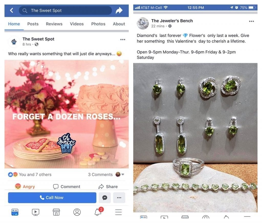 Andy Knowles, owner of Rob’s Flowers, reached out to a local bakery and jeweler after spotting Facebook posts that read in part, “Forget a dozen roses…Who really wants something that just dies anyway?” He also alerted SAF to the negative references.