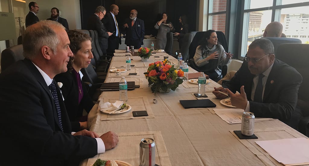 SAF President Bill LaFever, PFCI, and SAF CEO Kate Penn discuss issues with Rep. Sanford Bishop (D-Georgia), chairman of the House Appropriations Subcommittee on Agriculture.